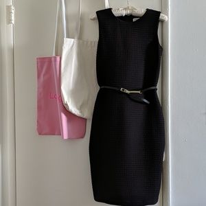 Calvin Klein Women's black belted sheath dress